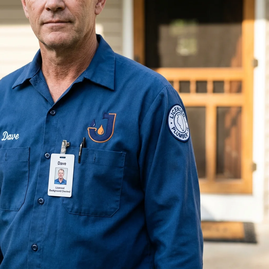 Licensed plumber showing ID badge in Millington, TN
