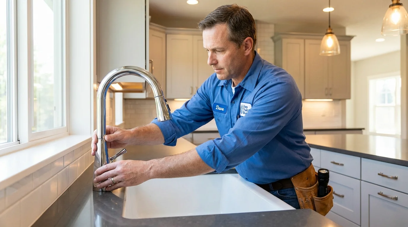 Kitchen faucet installation by Johns Plumbing LLC in Millington